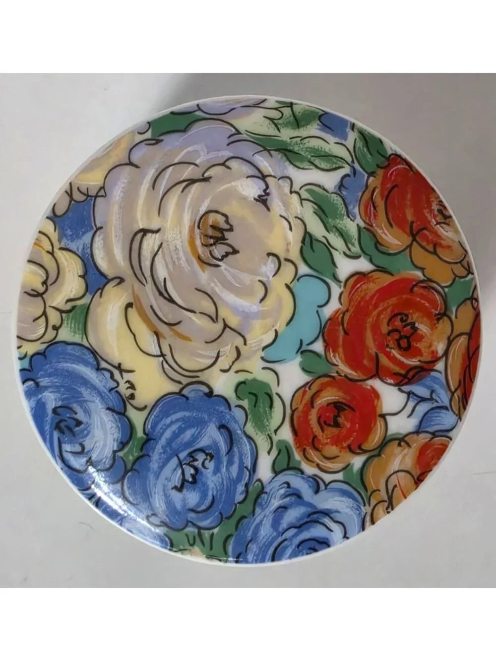 Vintage Floral Ceramic Trinket Box Lidded Dish Made in Taiwan 3